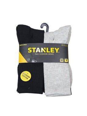 Stanley Mens Full Cushion Crew Socks 8-Pack Shoe Size 8-12.5 Arch Support